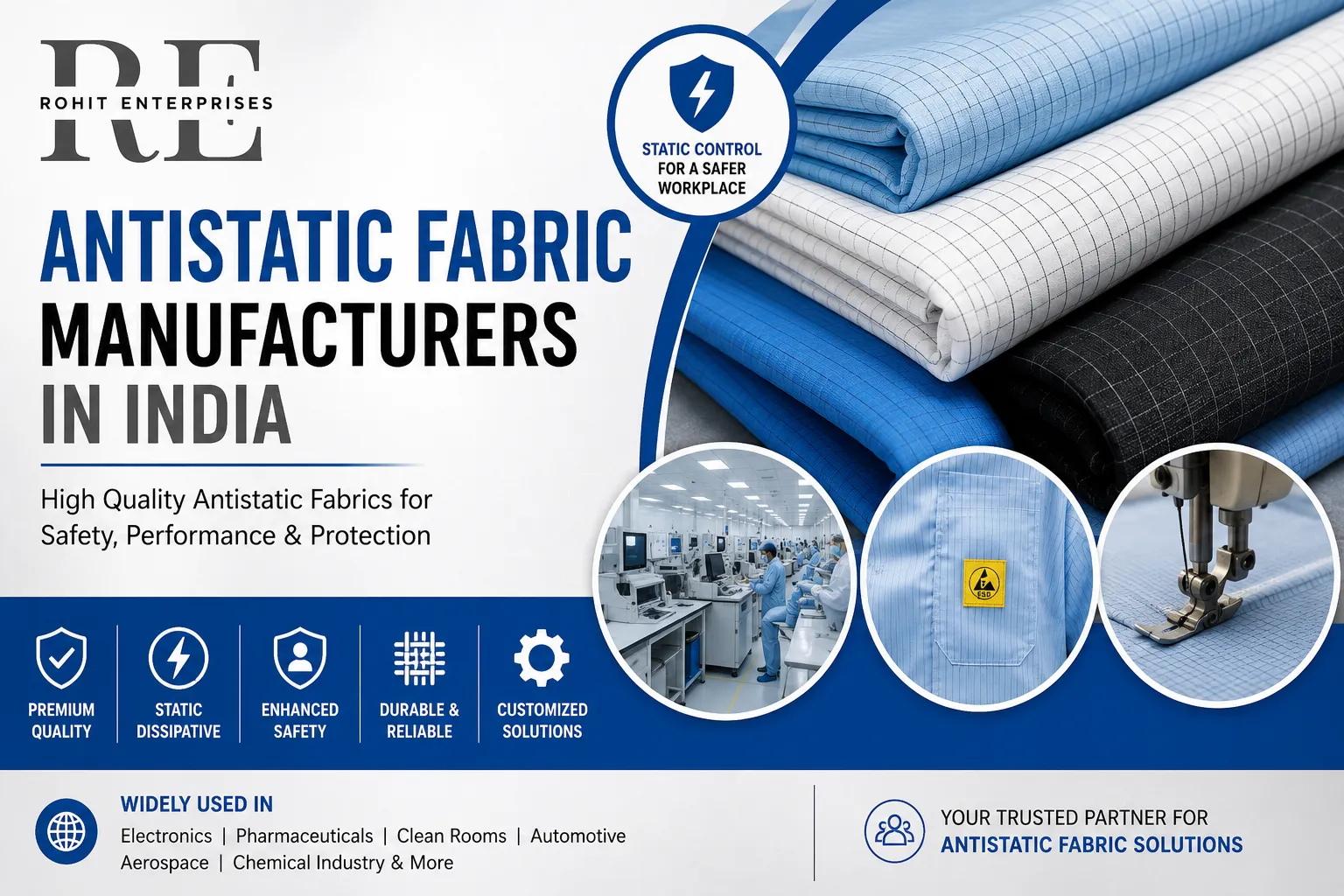 Antistatic Fabric Manufacturers in India Antistatic polypropylene and polyester filter fabrics manufactured by Rohit Enterprises for centrifuge bags and dust collectors