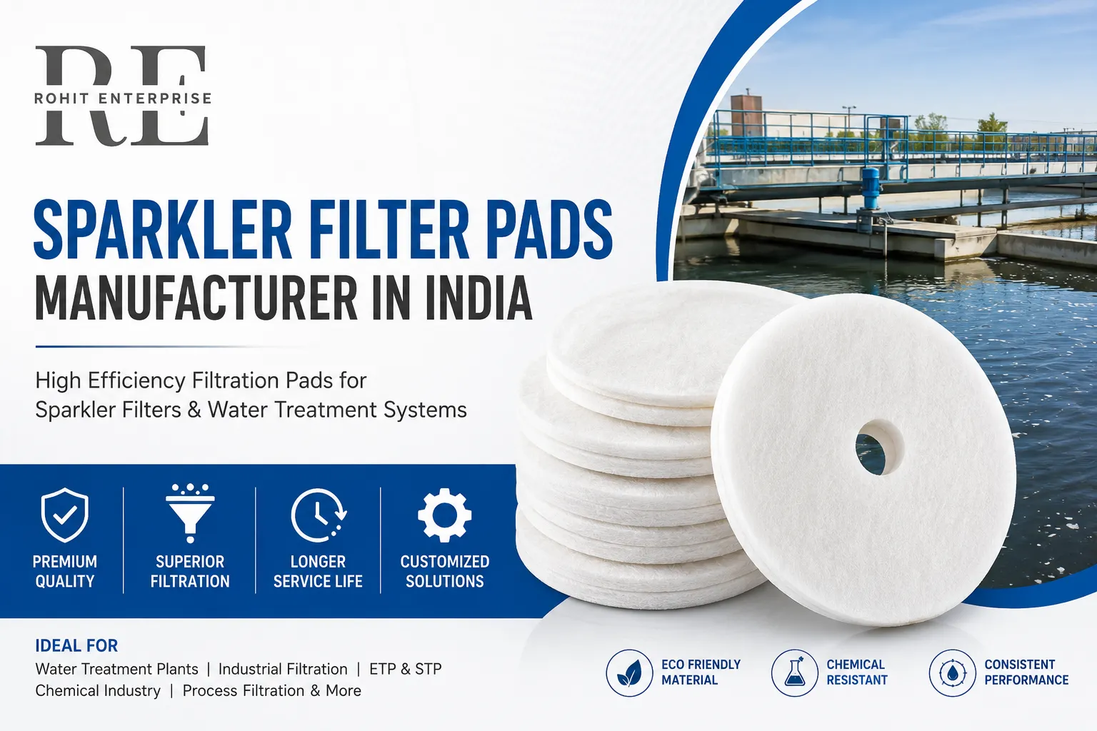 Sparkler Filter Pads Manufacturer in India Sterilized cellulose sparkler filter pads manufactured by Rohit Enterprises for pharmaceutical and chemical filtration